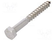 Screw; for wood; 8x70; Head: hexagonal; none; 13mm; DIN 571; BN 704 BOSSARD