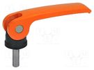 Lever; clamping; Thread len: 40mm; Lever length: 63mm; Body: orange ELESA+GANTER