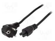 Cable; 3x1mm2; CEE 7/7 (E/F) plug angled,IEC C5 female; PVC; 3m GEMBIRD