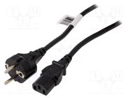 Cable; CEE 7/7 (E/F) plug,IEC C13 female; 2.5m; black; 16A; 250V QOLTEC