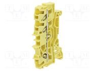 Splice terminal: rail; 2.5mm2; ways: 1; terminals: 3; yellow; 2002 WAGO