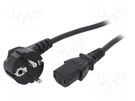 Cable; CEE 7/7 (E/F) plug angled,IEC C13 female; 1.5m; black QOLTEC