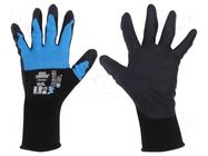 Protective gloves; Size: 10,XL; black/blue; latex,polyester WONDER GRIP