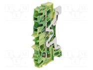 Splice terminal: rail; 2.5mm2; ways: 1; terminals: 3; yellow-green WAGO