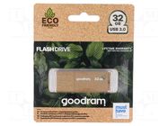 Pendrive; Eco Friendly,USB 3.2; 32GB; R: 60MB/s; W: 20MB/s; brown GOODRAM