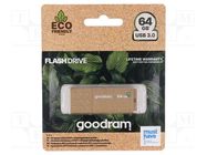 Pendrive; Eco Friendly,USB 3.2; 64GB; R: 60MB/s; W: 20MB/s; brown 