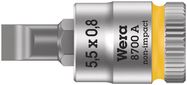 8700 A FL Slotted screws Zyklop bit socket, 1/4" drive, 0.8x5.5x28.0, Wera