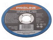 Cutting wheel; Ø: 125mm; Øhole: 22mm; Disc thick: 1mm; steel PROLINE