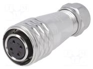 Connector: circular; plug; female; PIN: 4; IP67; SA16; 5÷8mm; 5A; 500V WEIPU