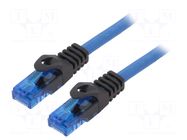 Patch cord; RJ45 plug,both sides; U/UTP; 6a; wire; Cu; 1m; blue LOGILINK