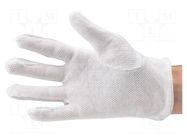 Cleanroom acces: protective gloves; white; polyester,PVC; S; ESD EUROSTAT GROUP
