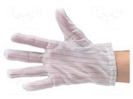 Cleanroom acces: protective gloves; white; XL; dissipative; ISO 6 EUROSTAT GROUP
