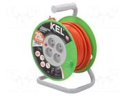 Extension lead; 3x1.5mm2; reel; Sockets: 4; PVC; orange; 25m; 16A KEL