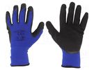 Protective gloves; Size: 10; black-navy blue; latex,polyamide LAHTI PRO
