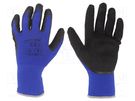 Protective gloves; Size: 9; black-navy blue; latex,polyamide LAHTI PRO