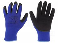 Protective gloves; Size: 8; black-navy blue; latex,polyamide LAHTI PRO