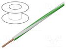 Wire; H05V-K,LgY; stranded; Cu; 0.5mm2; PVC; white-green; 300V,500V BQ CABLE