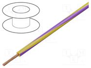 Wire; H05V-K,LgY; stranded; Cu; 1.5mm2; PVC; yellow-violet; 100m BQ CABLE