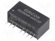 Converter: DC/DC; 3W; Uin: 9÷36V; Uout: 15VDC; Uout2: -15VDC; SIP8 CINCON