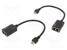 HDMI extender; HDCP; HDMI plug,RJ45 socket x2; black; 30m LOGILINK