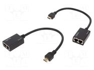 HDMI extender; HDMI plug,RJ45 socket x2; HDCP 1.3; black; 30m LOGILINK