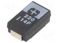 Capacitor: tantalum-polymer; 220uF; 6.3VDC; 2750mA; SMD; ±20%; 25mΩ PANASONIC