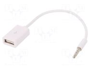 Adapter; Jack 3,5mm 4pin plug,USB A socket; nickel plated AKYGA