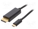 Adapter; USB-C; HDMI plug,USB C plug; gold-plated; 1.8m; black AKYGA
