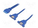 Cable: USB-USB; USB 3.0 19pin,USB A socket x2; 0.65m AKYGA