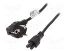 Cable; 3x0.5mm2; CEE 7/7 (E/F) plug angled,IEC C5 female; PVC AKYGA