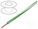 Wire; H05V-K,LgY; stranded; Cu; 1.5mm2; PVC; green-white; 300V,500V BQ CABLE