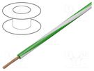 Wire; H05V-K,LgY; stranded; Cu; 0.35mm2; PVC; green-white; 200m BQ CABLE
