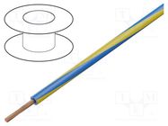 Wire; H05V-K,LgY; stranded; Cu; 0.75mm2; PVC; blue-yellow; 100m BQ CABLE