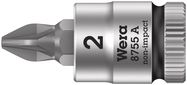 8755 A Pozidriv Zyklop bit socket, 1/4" drive, PZ 2x28.0, Wera