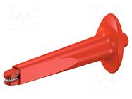 Clip-on probe; crocodile; red; 9.2mm; L: 90.2mm; Jaw capacity: 21mm STÄUBLI