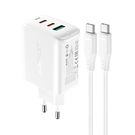Acefast 2in1 wall charger 2x USB-C / USB-A 65W, PD, QC 3.0, AFC, FCP (set with USB-C 1.2m cable) white (A13 white), Acefast