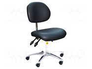 Cleanroom acces: chair; black; 450÷600mm; gas damper; ESD ANTISTAT