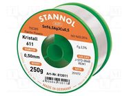 Soldering wire; tin; Sn96,5Ag3Cu0,5; 0.5mm; 250g; lead free; reel STANNOL