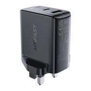 Acefast wall charger (UK plug) USB Type C / USB 32W, PPS, PD, QC 3.0, AFC, FCP black (A8 black), Acefast