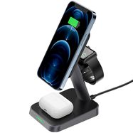 Acefast Qi Wireless Charger 15W for iPhone (with MagSafe), Apple Watch and Apple AirPods Stand Holder Magnetic Holder Black (E3 black), Acefast