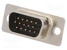 D-Sub; PIN: 15; plug; male; for panel mounting; straight; soldering Amphenol Communications Solutions