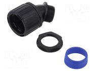 45° angled connector; polyamide; HelaGuard; IP66; black; UL94V-2 HELLERMANNTYTON