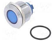 Indicator: LED; flat; blue; 12VDC; 12VAC; Ø22mm; connectors; brass NINIGI