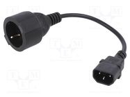 Cable; 3x0.75mm2; CEE 7/3 (F) socket,IEC C14 male; PVC; 0.15m 