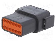 Connector: wire-wire; DTM; male; plug; for cable; PIN: 12; black DEUTSCH