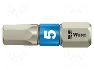 Screwdriver bit; Hex Plus key; HEX 5mm; 1/4"; Overall len: 25mm WERA