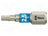 Screwdriver bit; Hex Plus key; HEX 2.5mm; Overall len: 25mm; 1/4" WERA