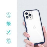 Clear 3in1 case for iPhone 12 Pro blue frame gel cover, Hurtel