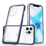 Clear 3in1 case for iPhone 12 Pro Max blue frame gel cover, Hurtel