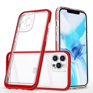 Clear 3in1 Case for iPhone 12 Pro Max Frame Cover Gel Red, Hurtel